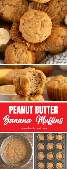 peanut butter banana muffins are the perfect treat for breakfast or dessert, and they're ready to be eaten