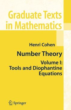 a book cover with the title, graduate texts in mathematics number theory tools and dioptan