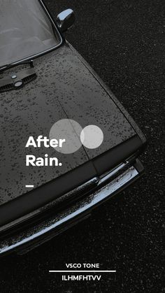 a car with the words after rain on it