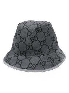 charcoal grey black cotton blend ripstop texture signature GG Supreme embroidery patterned jacquard piped-trim detailing grosgrain ribbon trim flat crown dropped narrow brim pull-on style Gucci Bucket Hats, Shop Gucci, Gucci Collection, Hats Women, Mens Bucket Hats, Gucci Hat, Gucci Logo, 90s Streetwear, Ripstop Fabric