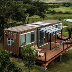 a small house made out of shipping containers