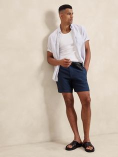 Men's Linen Clothes | Banana Republic Japan Fashion Summer, Shorts Outfit Casual, Mens Linen Outfits, Poolside Outfit, Plus Size Male, Mens Summer Fashion Beach, Mens Summer Outfits, Preppy Summer Outfits, Outfits Hombre