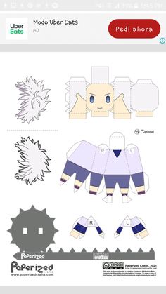 papercrafting instructions for how to make an origami pokemon - like character