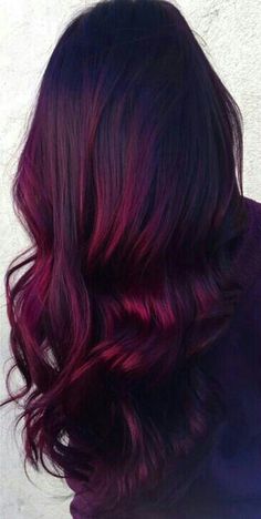 Merlot Hair, Pelo Color Vino, Aveda Hair Color, Two Color Hair, Wine Hair Color, Aveda Hair, Wine Hair, Dramatic Hair, Hair Color Streaks