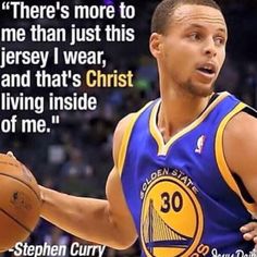 stephen curry quote on basketball player with golden state warriors jersey and blue uniform in background