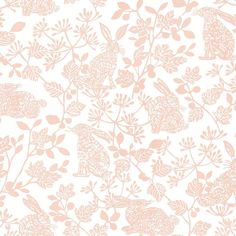 Wallpaper Botanical Bunnies Peel & Stick Wallpaper // Pink Pale Pink Wallpaper, Graphic Rug, Mirror Artwork, Wall Art Wallpaper, York Wallcoverings, Wallpaper Pink, Bunny Designs, Rectangle Mirror, Area Rug Runners