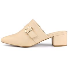 These stylish mules feature a block heel and a pointy toe, and they are easy to wear. The lace-up fastening and the elegant design are perfect for a sophisticated bootie fashioned with a chunky heel. Rubber Outsole and ABS heel, anti-slip effectively. Moderate heel height, makes you feel more comfortable. Please note that there may be a slight color difference. Please check the size measurement chart before ordering. Trendy Formal Mules With Block Heel, Trendy Block Heel Mules For Formal Occasions, Workwear Mules With Stacked Low Heel, Low Heel Mules With Stacked Heel For Work, Beige Mules With Stacked Low Heel, Beige Pointed Toe Sandals With Stacked Heel, Chic Slip-on Block Heels, Chic Slip-on Block Heels For Spring, Trendy Beige Heels For Work