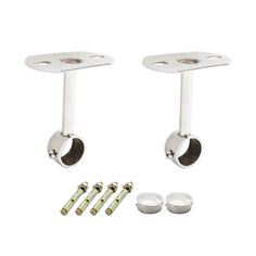 pair of chrome plated door handles with screws and nuts on each side, set of 2