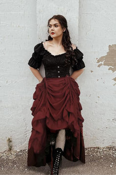 Add a touch of passion and flair to your steampunk wardrobe with our stunning Red Steampunk Skirt. 🔥 Embrace the elegance of Victorian aesthetics blended with a bold, modern twist. Click to shop now and let your steampunk spirit shine! 🌟 . #SteampunkFashion #SteampunkSkirt #AlternativeStyle #VictorianInspired #SteampunkSyle #SteampunkFashion Wild West Steampunk, Western Steampunk, Steampunk Western, Victorian Aesthetics, Red Steampunk, Steampunk Skirt, Magical Realism, Prom 2024, Steampunk Cosplay