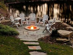 a fire pit with chairs around it and the words top useful backyard fire pit ideas