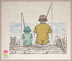 two people sitting on a boat with fishing rods