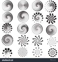 black and white circles with dots in them on a white background stock photo, royalty