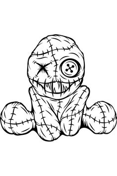 a drawing of a creepy looking stuffed animal