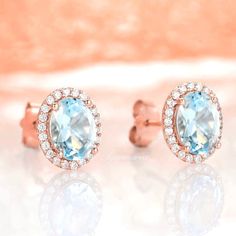 Aquamarine Studs, Popular Engagement Rings, Simple Stud Earrings, Aquamarine Earrings, March Birthstone, Creating Jewelry, Wedding Ring Designs, Earring Crafts, Anniversary Gift For Her