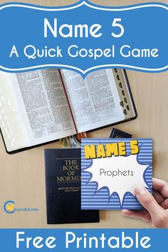 a hand holding up a book with the title name 5 a quick gospel game free printable