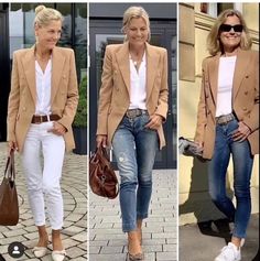 Khaki Blazer Outfit Women, Nude Blazer Outfit, Tan Blazer Outfits Women, Khaki Blazer Outfit, Tan Blazer Outfits, Beige Blazer Outfit, Blazer Outfits Women, Mode Ab 50, Blazer Outfits Casual