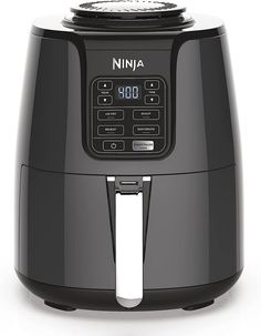 the ninja air fryer is black and silver