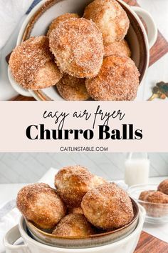 sugary air fryer churro balls in a bowl