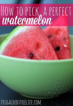 two slices of watermelon in a green bowl