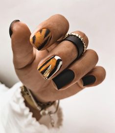 Tiger Nails, Mens Nails, Square Nail Designs, Short Square Nails, Nail Candy, Fancy Nails, Chic Nails, Dope Nails