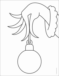 a black and white drawing of a christmas ornament