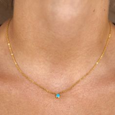 18K Gold-Plated Stainless Steel Nickel-Free Lead-Free Hypoallergenic Lobster Clasp Water Resistant Single Stone Necklace, Capri Blue Candle, Birth Stones, Resort Accessories, Bath And Body Shop, Girl Necklace, Baby Diaper Bags, Single Stone, Glass Gifts