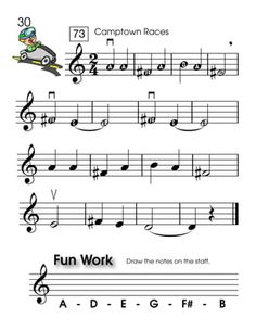 sheet music with the words fun work on it