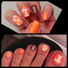 two pictures with different designs on them, one is orange and the other is white