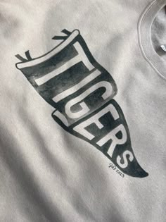 PREORDER Watercolor Tigers Pennant Crewneck Sweatshirt - Etsy Spiritwear Designs, College Spirit Wear, School Merch, Club Merch, Appliqué Designs, Mustang Logo, Watercolor Tiger, Spirit Design, School Spirit Wear