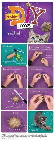 the instructions for how to make an origami cat toy with scissors and paper