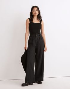 Size 6 me thinks Wide Leg Crop Pants, Wide Leg Cropped Pants, Madewell Denim, Striped Linen, Pull On Pants, Linen Pants, Minimalist Outfit, Wide Leg Trousers, Straight Leg Pants