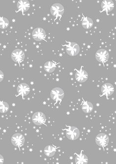 a gray and white background with fairy silhouettes