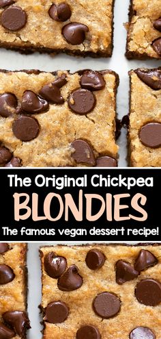 the original chickpea blondies vegan, healthy, egg free, dairy - free