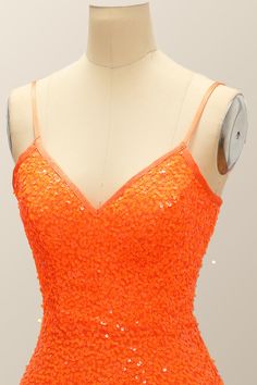 Spaghetti Straps Homecoming Cocktail Dresses A Line Sequins Short/Mini Sequin Spaghetti Strap Camisole For Spring, Spring Sequined Spaghetti Strap Camisole, Spring Camisole With Sequins And Spaghetti Straps, Fitted Sequin V-neck Camisole, Spring Party Camisole With Sweetheart Neckline, Orange Party Dress With Spaghetti Straps, Orange Spaghetti Strap Party Dress, Orange Spaghetti Strap Dress For Party, Party Camisole With Sweetheart Neckline And Adjustable Straps