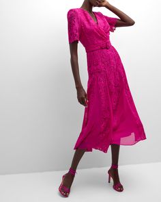 Godet Skirt, Lace Midi, Lace Midi Dress, Badgley Mischka, Glamorous Evening Gowns, Top Designers, Neiman Marcus, Evening Gowns, Timeless Design