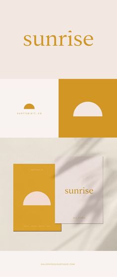 the sunrise logo is shown in three different colors