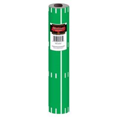 a roll of green colored paper on a white background