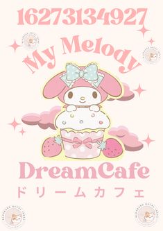 a pink poster with an image of a bunny holding a cupcake in it's hand