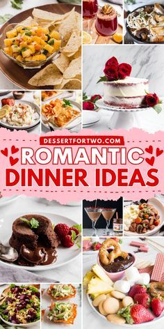 romantic dinner ideas for valentine's day, including desserts and appetizers