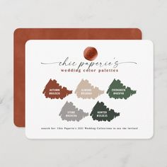 the paperie's wedding color palettes are available in multiple colors and sizes