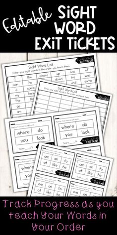 the editable sight word exit tickets are great for beginning and ending words in your child's handwriting