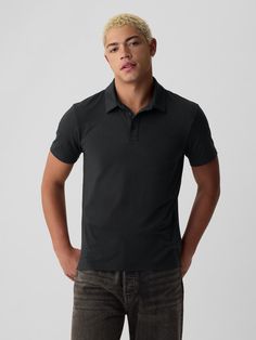 Tech Polo Shirt | Gap Fitted Collared Gap Tops, Gap Short Sleeve Tops With Button Closure, Gap Short Sleeve Shirt With Button Closure, Classic Everyday Gap Shirt, Classic Gap Tops For Everyday, Classic Everyday Gap Tops, Classic Everyday Tops From Gap, Gap Collared Top With Placket, Gap Cotton Short Sleeve Shirt