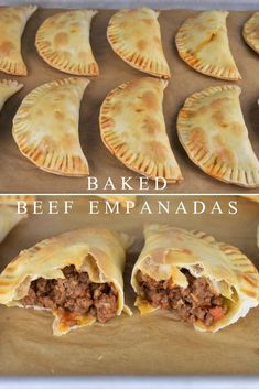 baked beef empanadas on a baking sheet with the rest of the pie