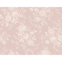 a pink wallpaper with white flowers on it