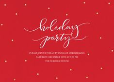 a red and gold holiday party with confetti on it