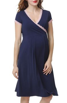 A supersoft and stretchy nightgown with a flattering surplice neckline and Empire waist is designed to adapt to your body during and after pregnancy. A hidden second layer along the neck can be moved aside for easy and discreet nursing. 37 1/2" length Surplice V-neck Short sleeves Unlined 95% rayon, 5% spandex Machine wash, tumble dry Imported Flicks Hair, Maternity Nightgown, Nursing Nightgown, Hair Food, Surplice Neckline, After Pregnancy, Stretchy Dress, Maternity Nursing, Sleepwear Women