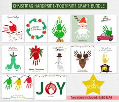 christmas handprint / footprints craft bundle - 12 designs available for $ 2 00 each