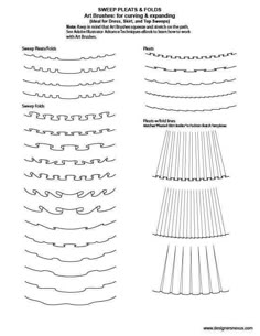 four rows of wavy lines are shown in black and white, with the words sweep plears