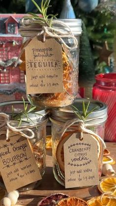 jars filled with dried oranges and spices