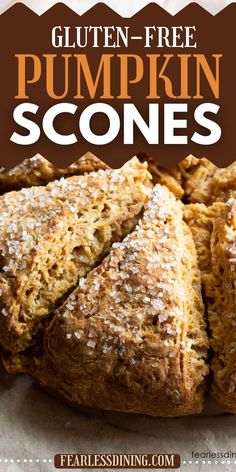 gluten - free pumpkin scones with text overlay